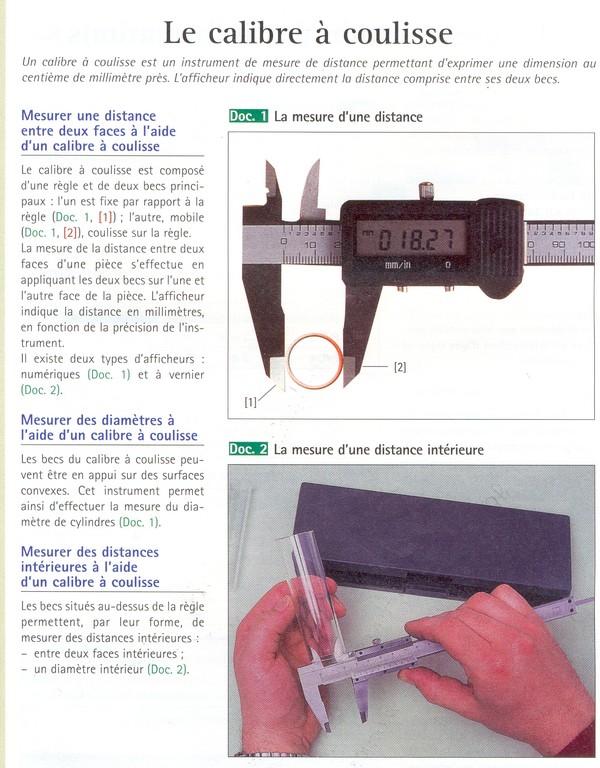 Exercice de lecture avec un pied à coulisse analogique cr3techno972
