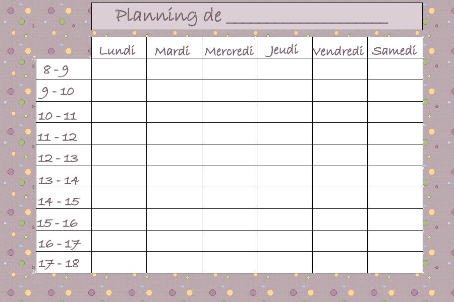 modele planning a la semaine