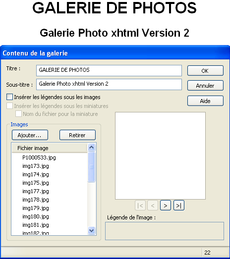contenu de la galerie