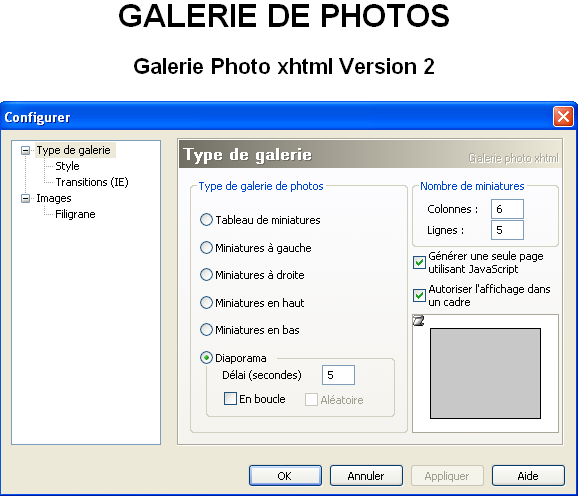 type de galerie