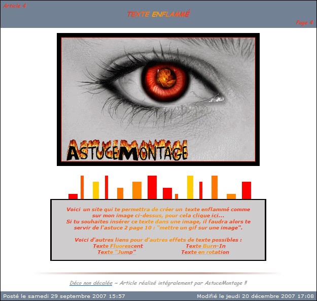 Texte enflamm&eacute;