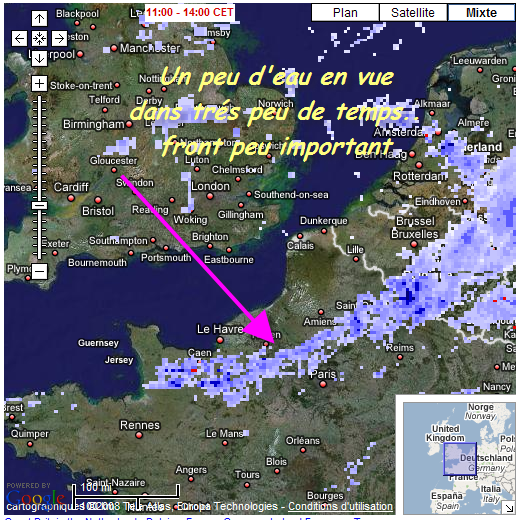 Interprétation quotidienne des radars de pluie (pour Paris): 080405022711142181910413