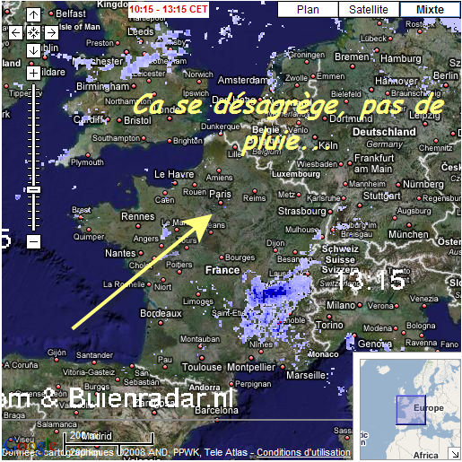 Interprétation quotidienne des radars de pluie (pour Paris): 080408013008142181922189