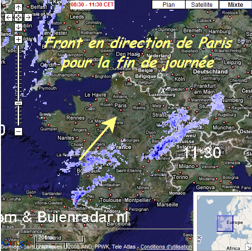 Interprétation quotidienne des radars de pluie (pour Paris): 080410120525142181929928