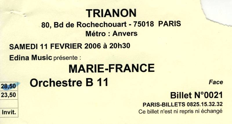 MARIE FRANCE 11/02/2006 Trianon à Paris : compte-rendu 080701021939277292233511