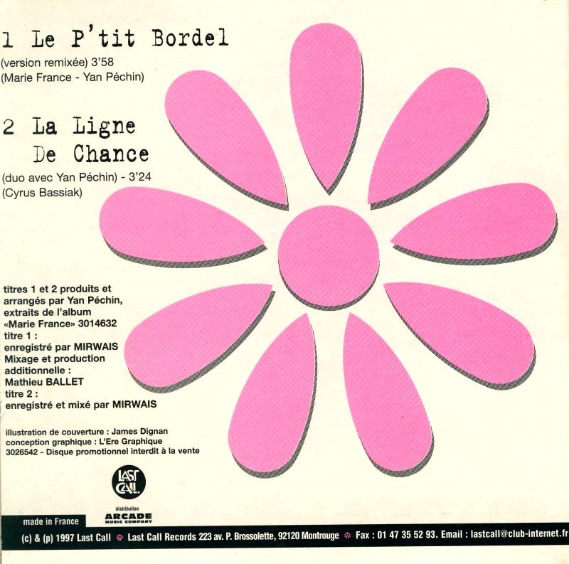 "LE P'TIT BORDEL" / "LA LIGNE DE CHANCE" (CD single, 1997) 080702031759277292236762