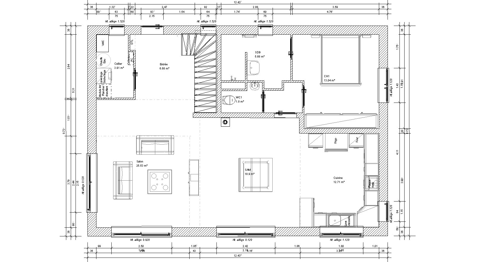 Avec isolation plan apres mesures reelles faites le 23 11 08